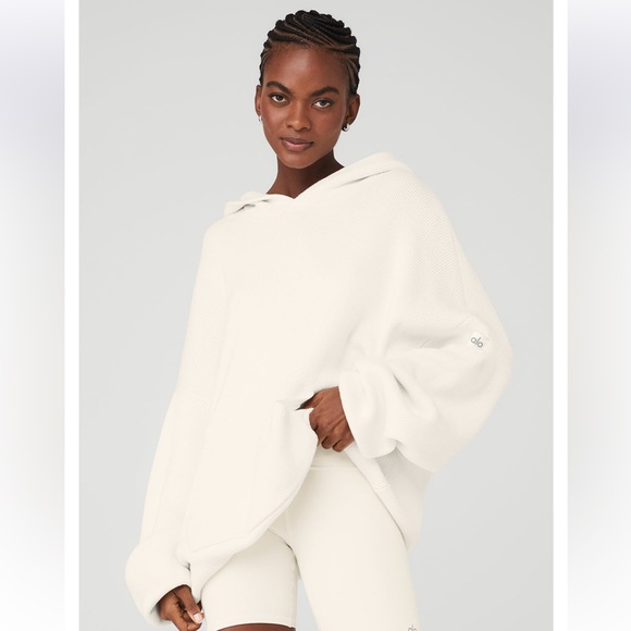 ALO Yoga Sweaters - Alo Yoga Scholar Hooded Sweater in Ivory